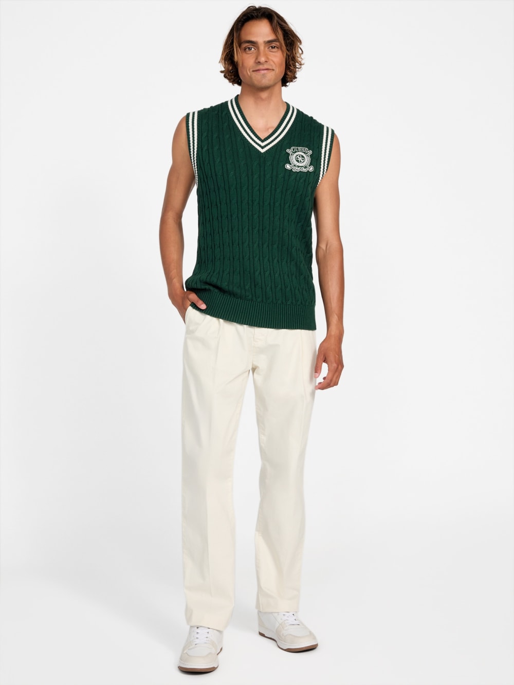 Eco Holden V-Neck Cable-Knit Vest