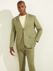 Linen-Blend Single Breasted Blazer