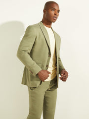 Linen-Blend Single Breasted Blazer