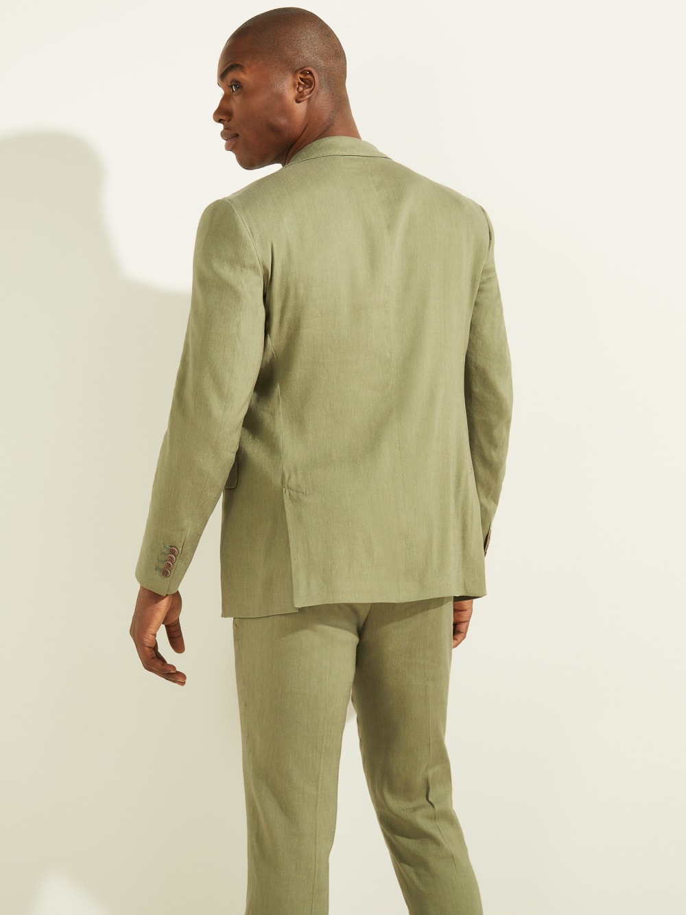 Linen-Blend Single Breasted Blazer