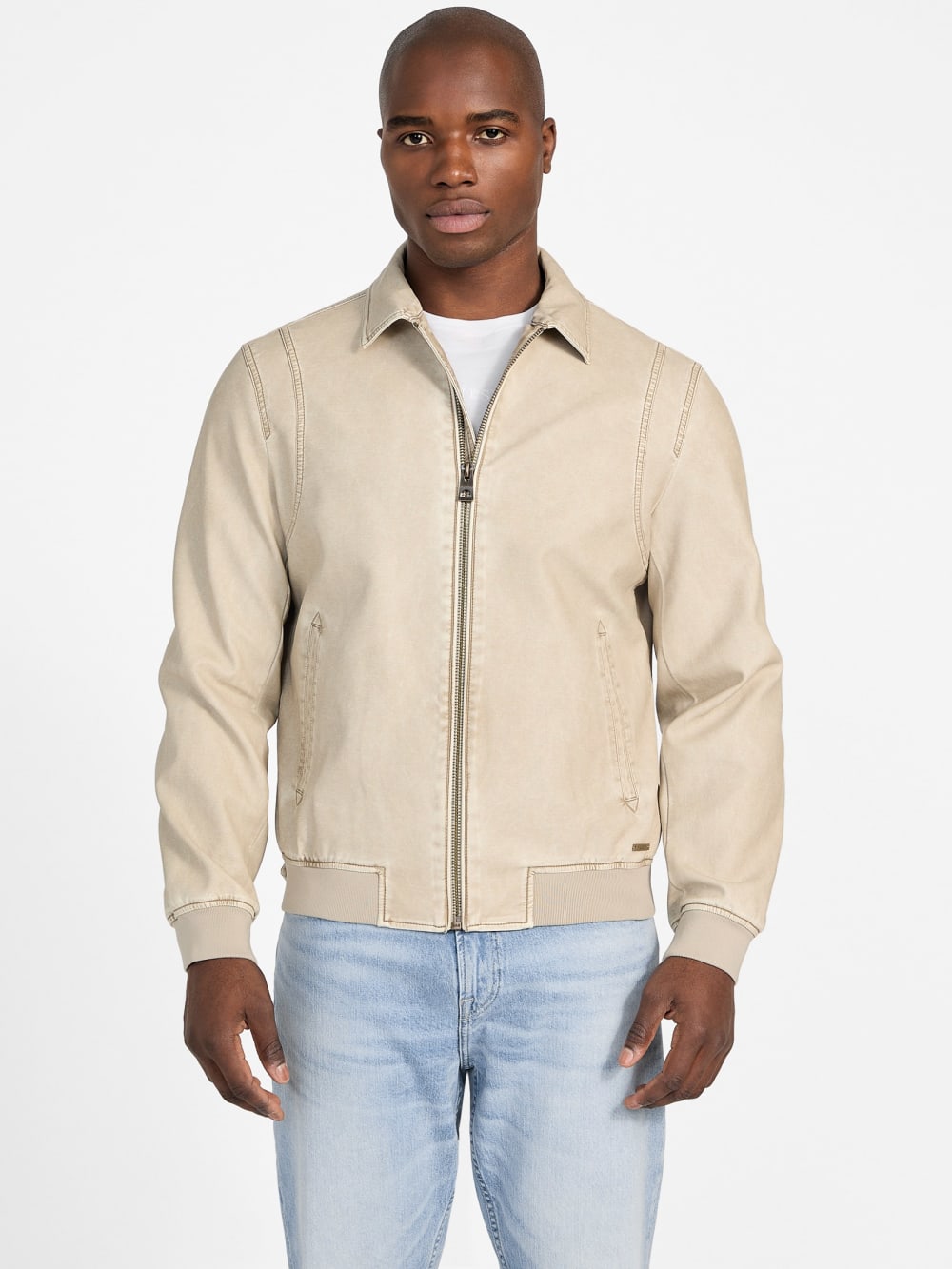 Faux-Leather Aviator Jacket