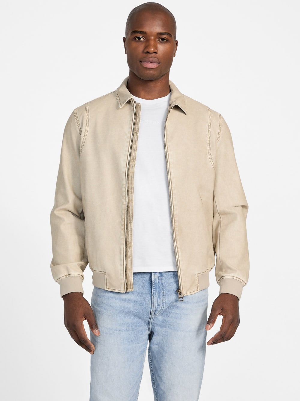 Faux-Leather Aviator Jacket