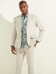 Linen-Blend Single Breasted Blazer