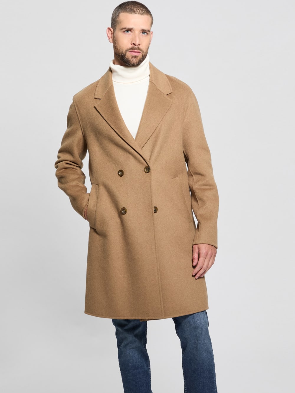 Wool-Blend Double-Breasted Coat