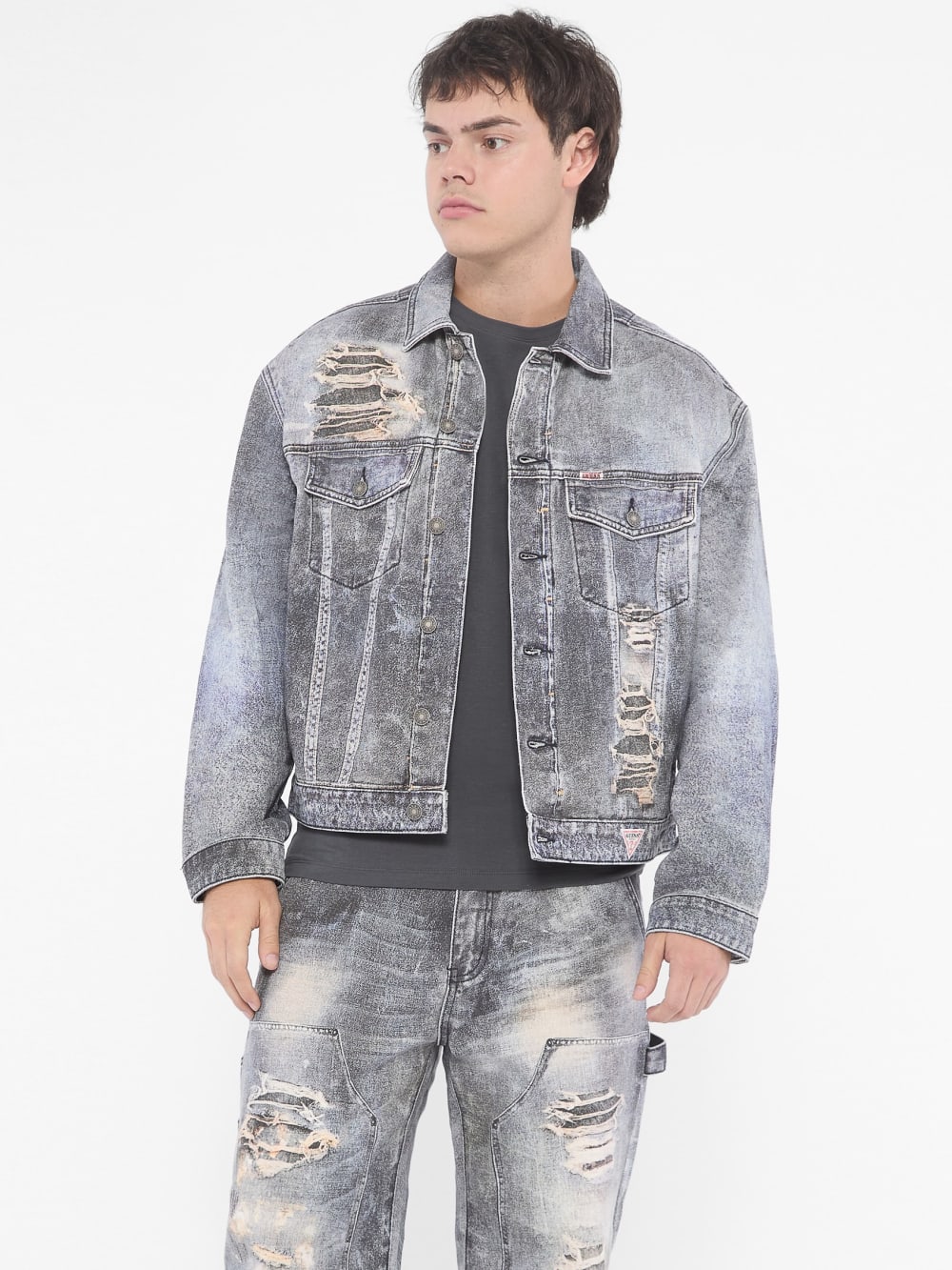 GUESS Originals Printed Trucker Denim Jacket