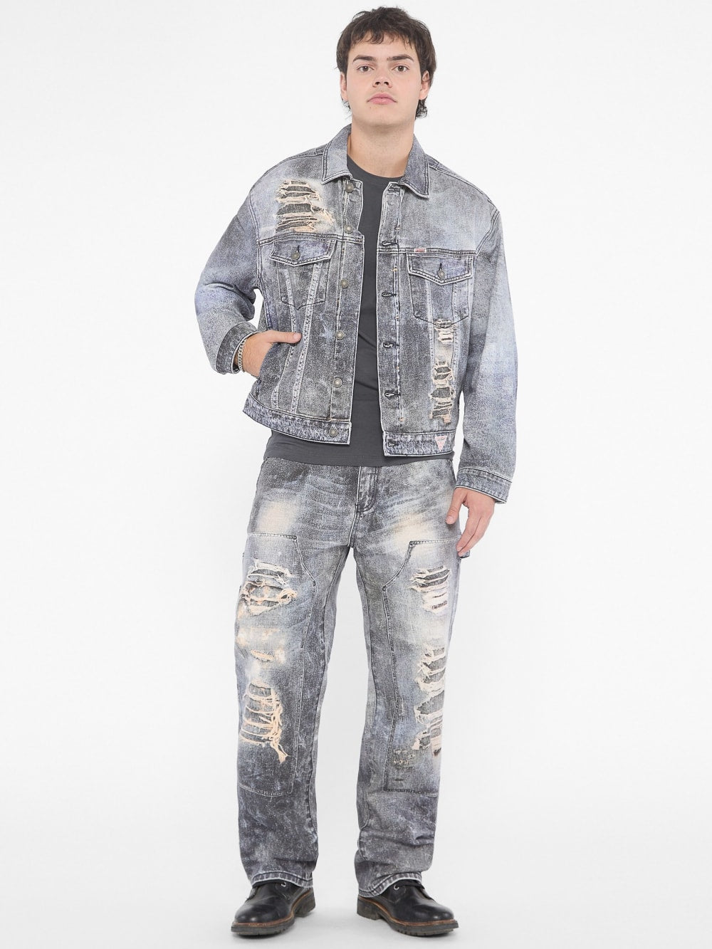 GUESS Originals Printed Trucker Denim Jacket