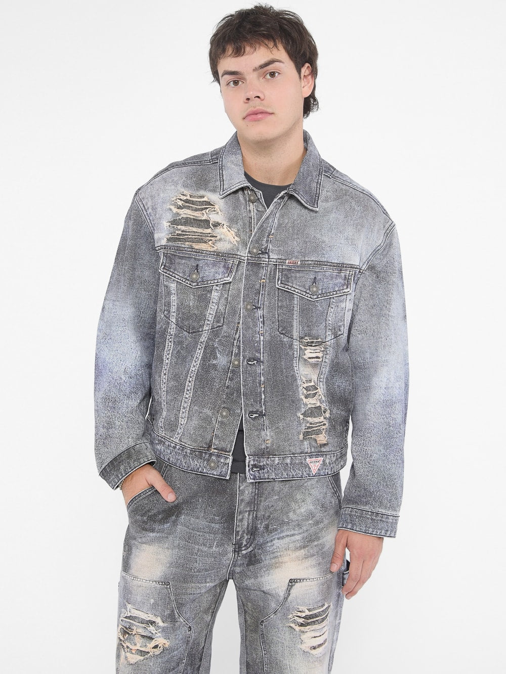 GUESS Originals Printed Trucker Denim Jacket