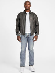 Faux-Leather Aviator Jacket