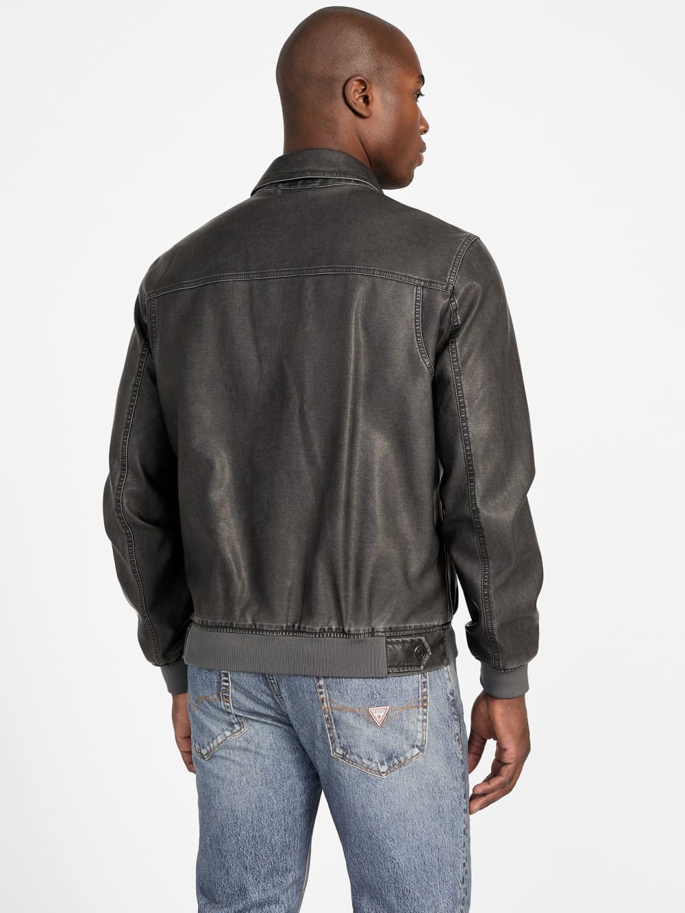 Faux-Leather Aviator Jacket