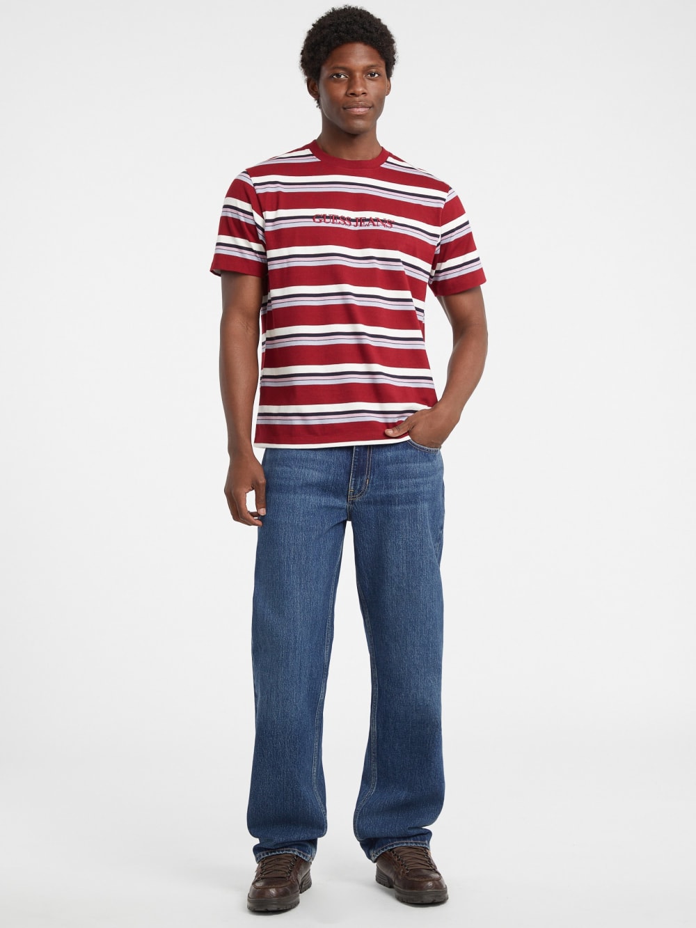 Regular Striped Embroidered Logo Tee