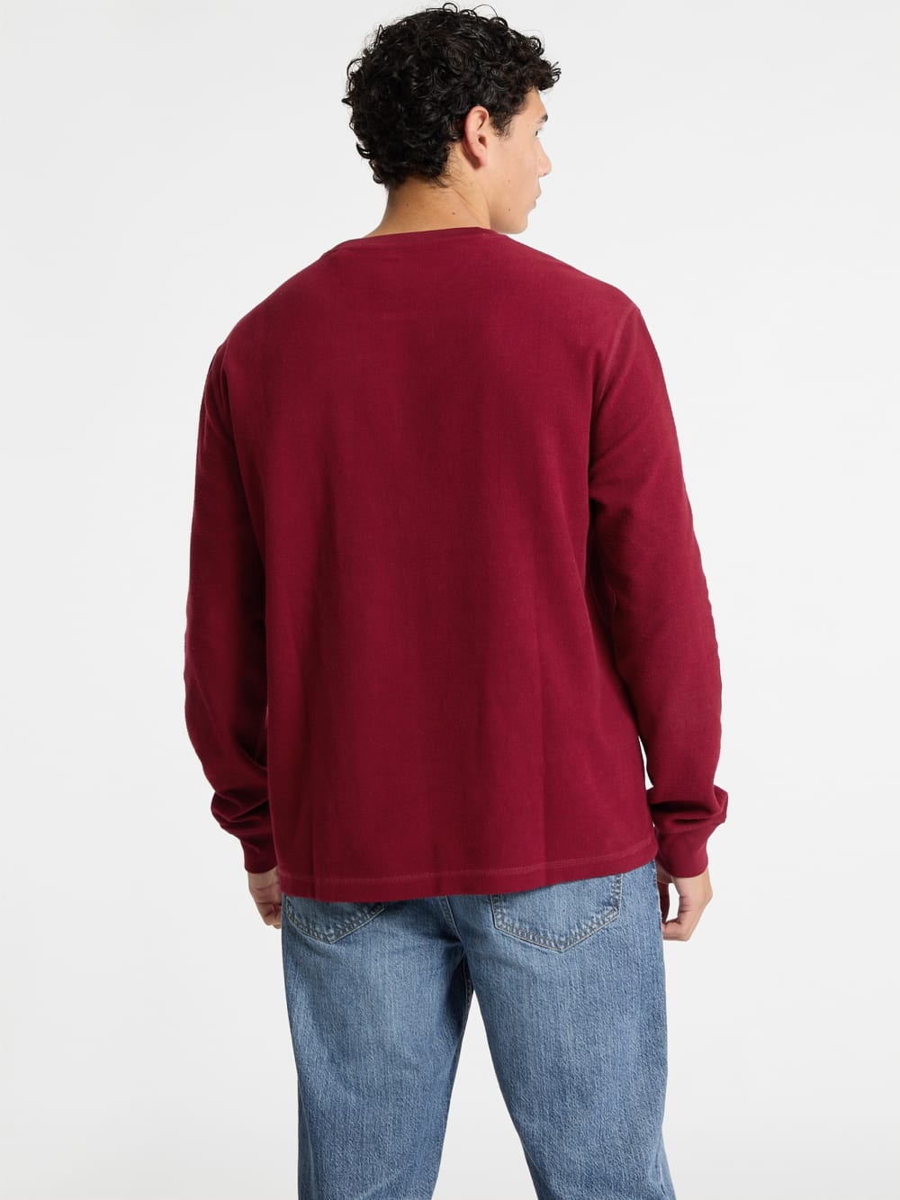 Waffle-Knit Mini Triangle Long-Sleeve Tee