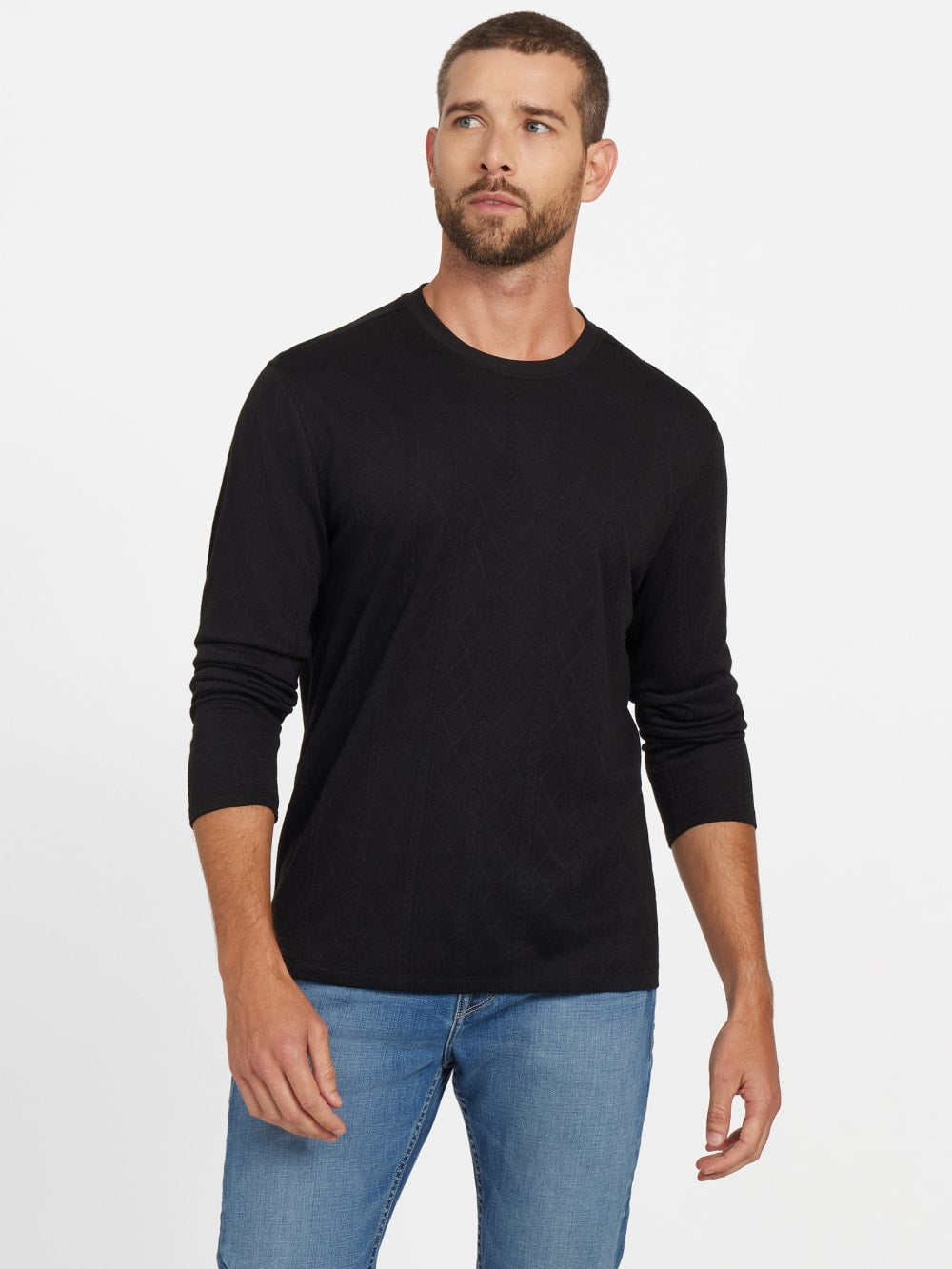 Textured Knit Long-Sleeve Top
