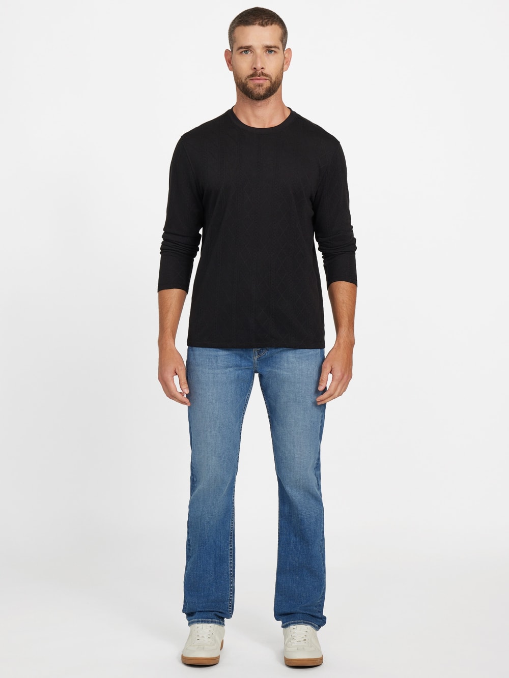 Textured Knit Long-Sleeve Top