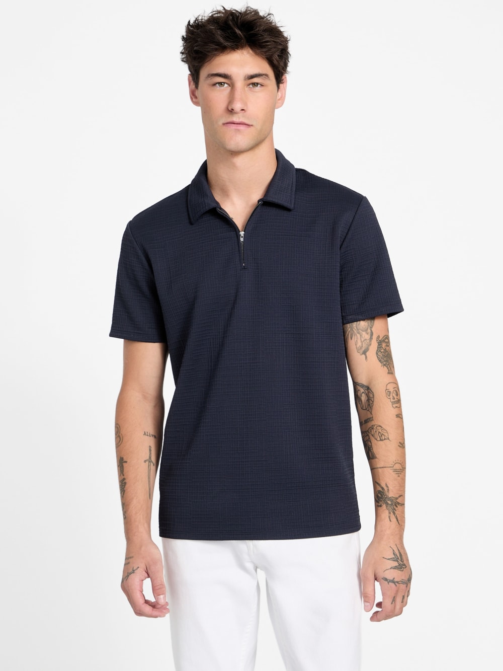 Eco Percy Textured Zip Polo