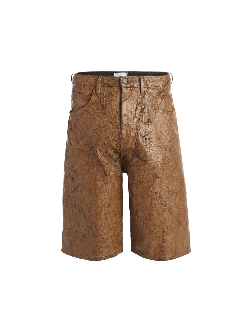 peeled denim shorts