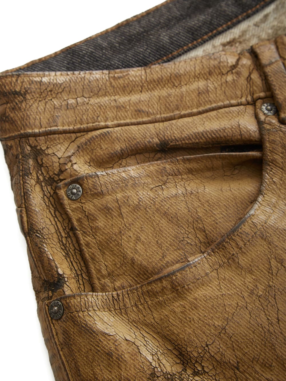 peeled denim shorts