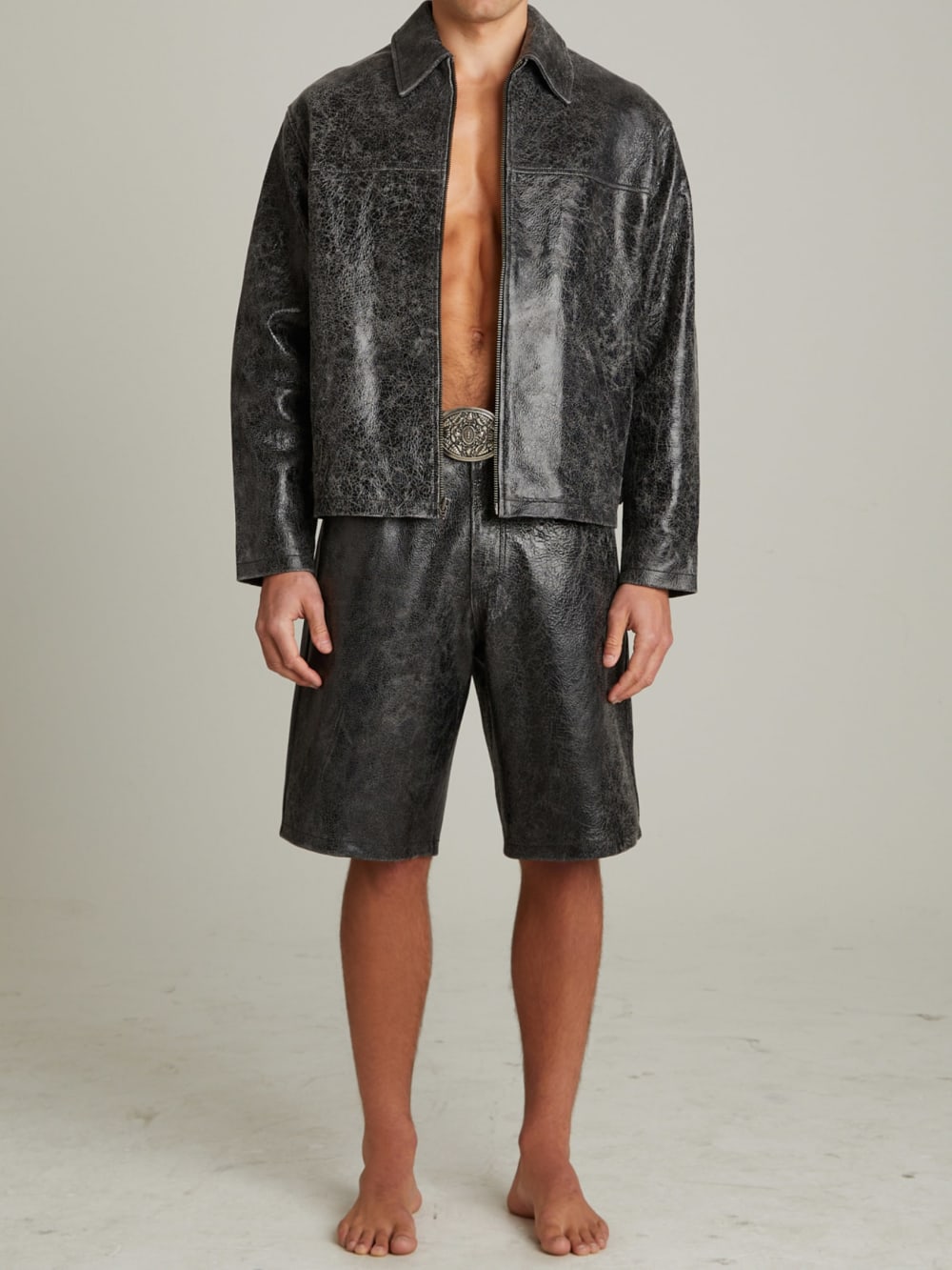 Cracked Leather Shorts