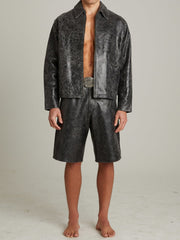 Cracked Leather Shorts