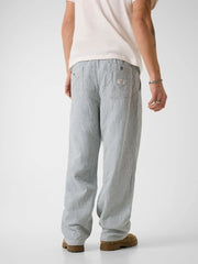 Linen-blend striped pants