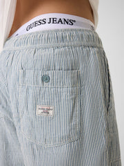 Linen-blend striped pants