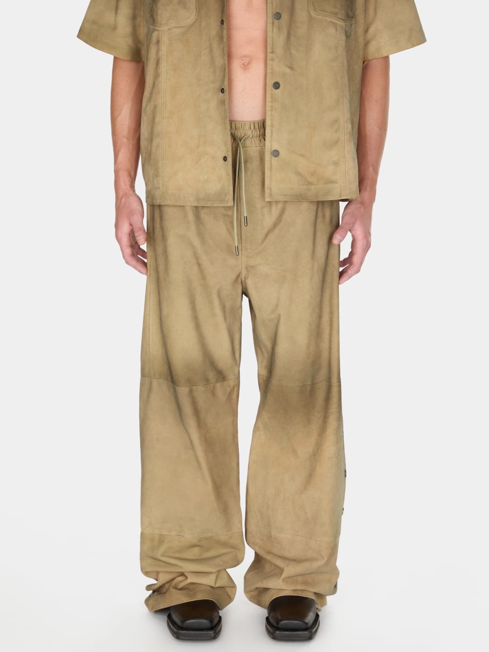 suede snap-button relaxed pant