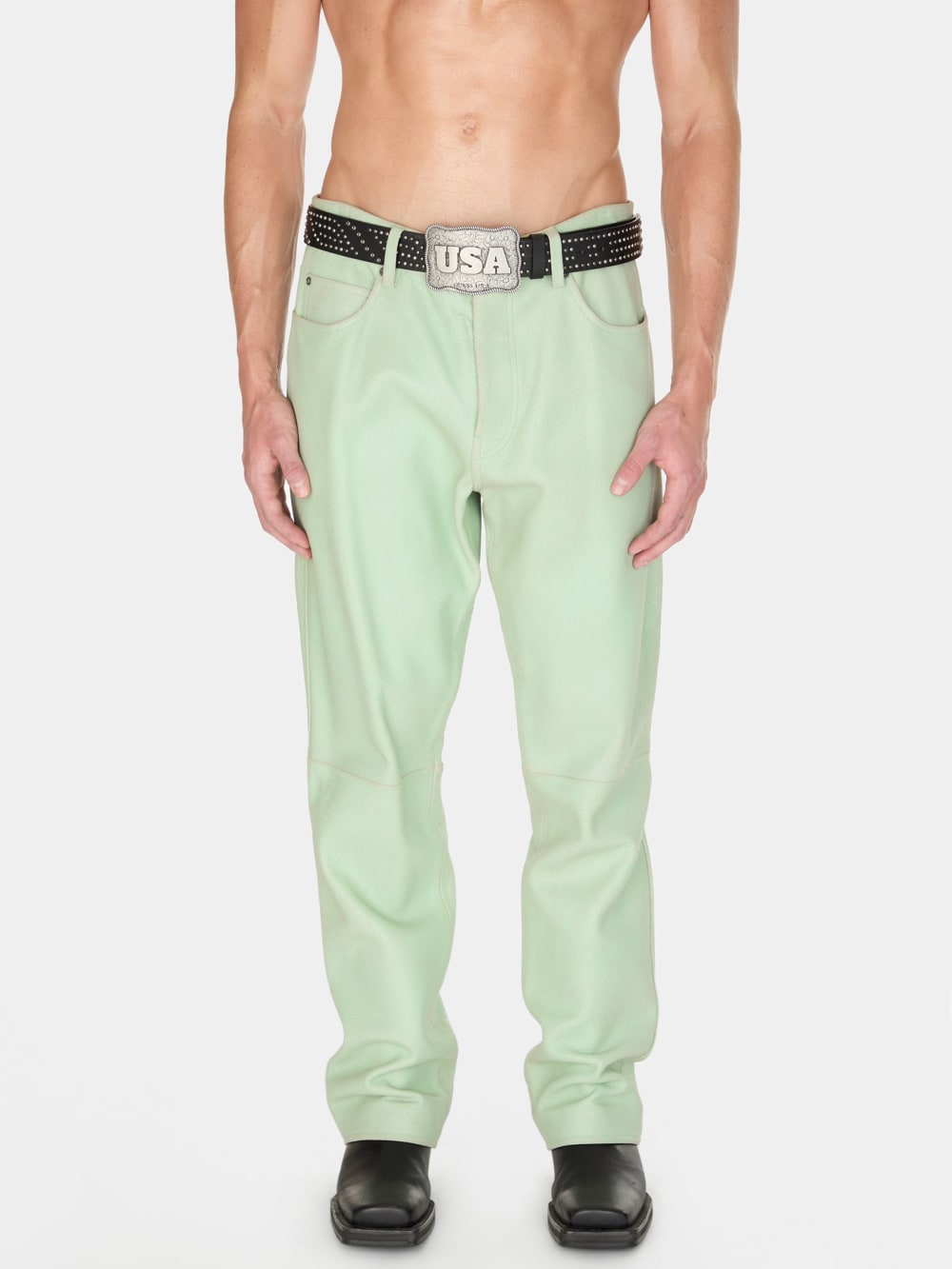 crackle leather pant