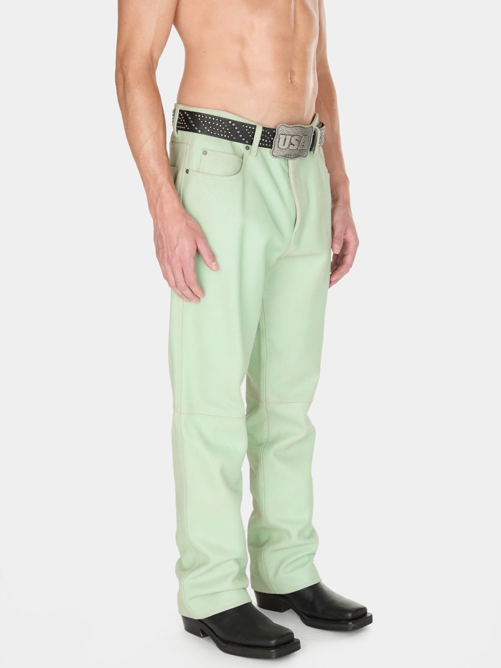 crackle leather pant