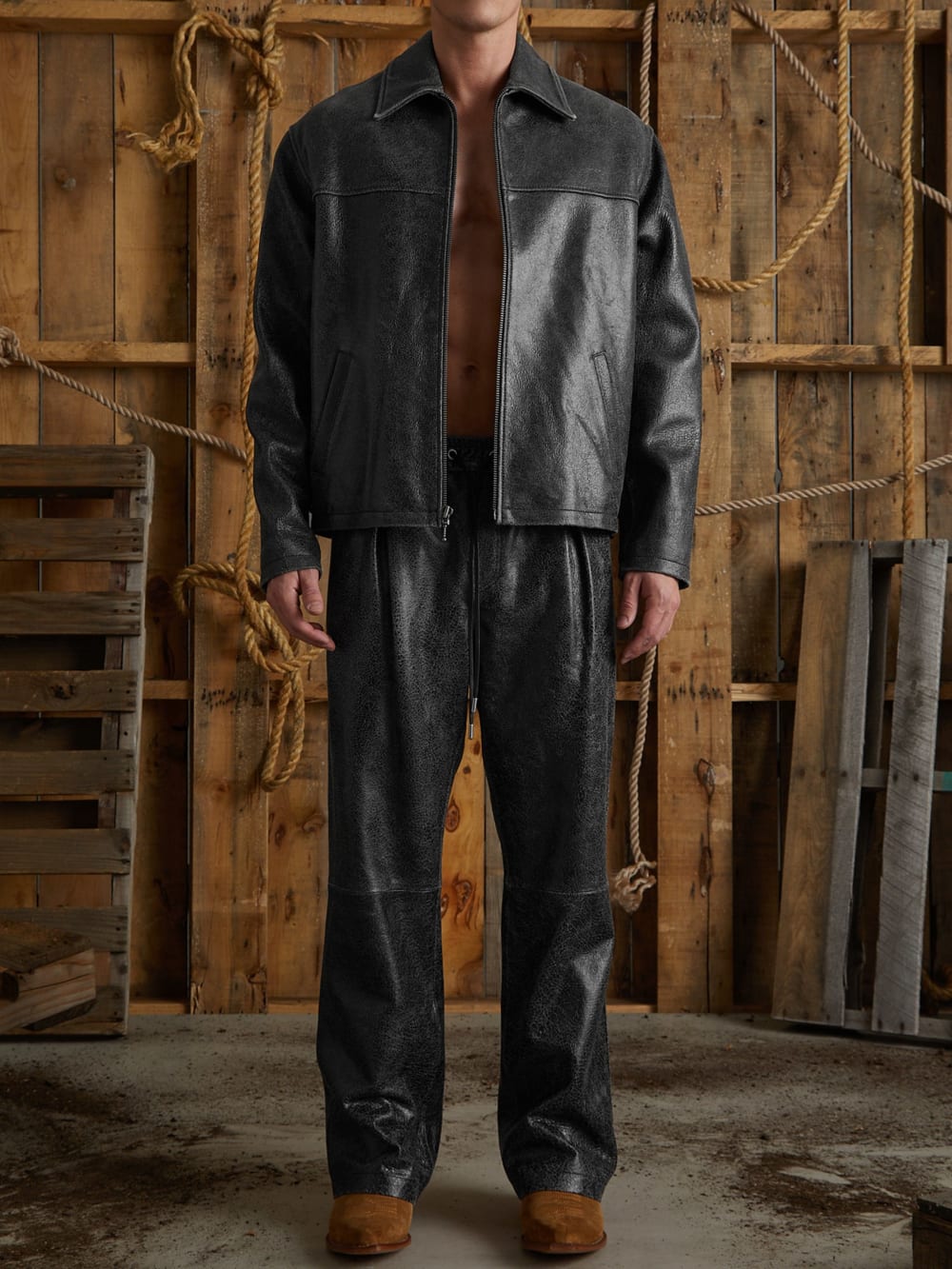 leather joggers