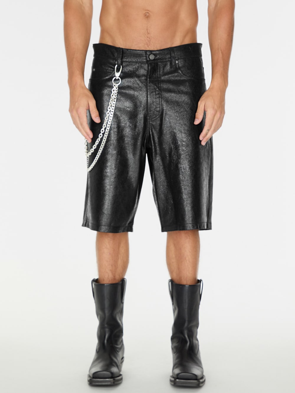 crackle leather short