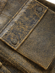 crackle leather utility pants