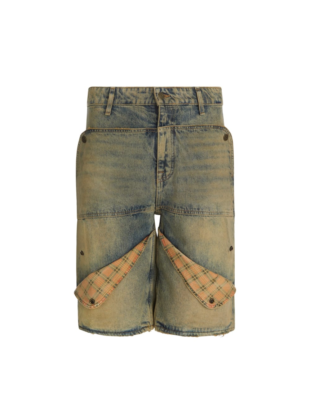 washed denim utility short