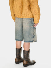 washed denim utility short