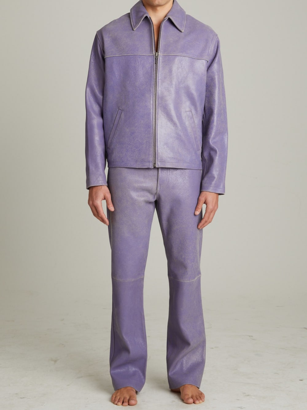 Cracked Leather Flared Pants