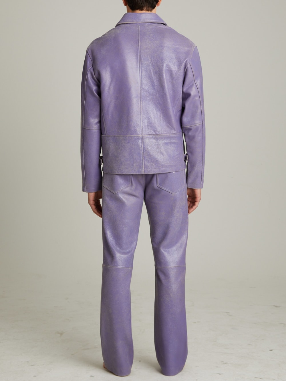 Cracked Leather Flared Pants