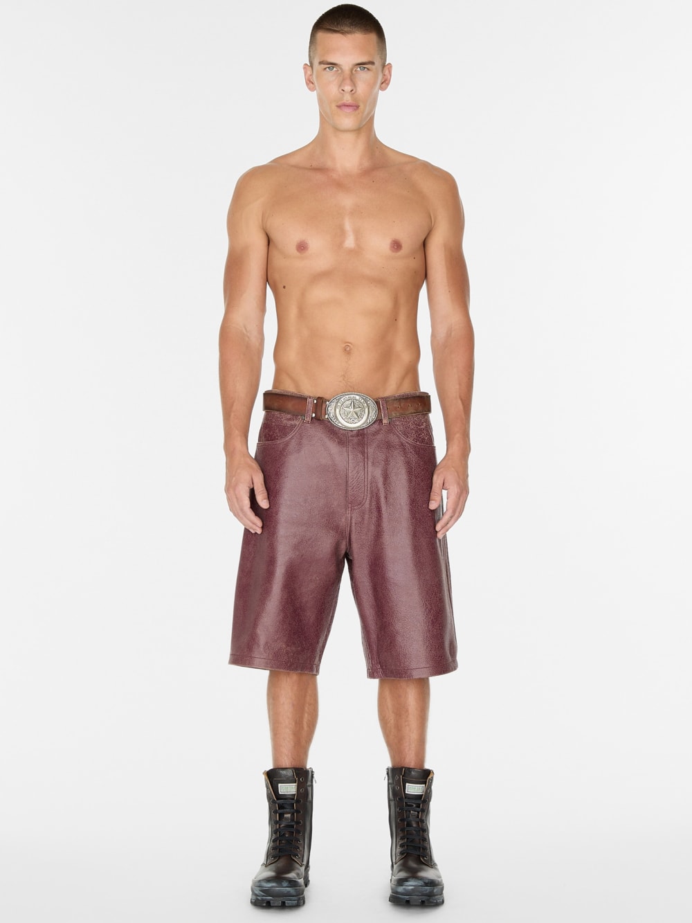 crackle leather short