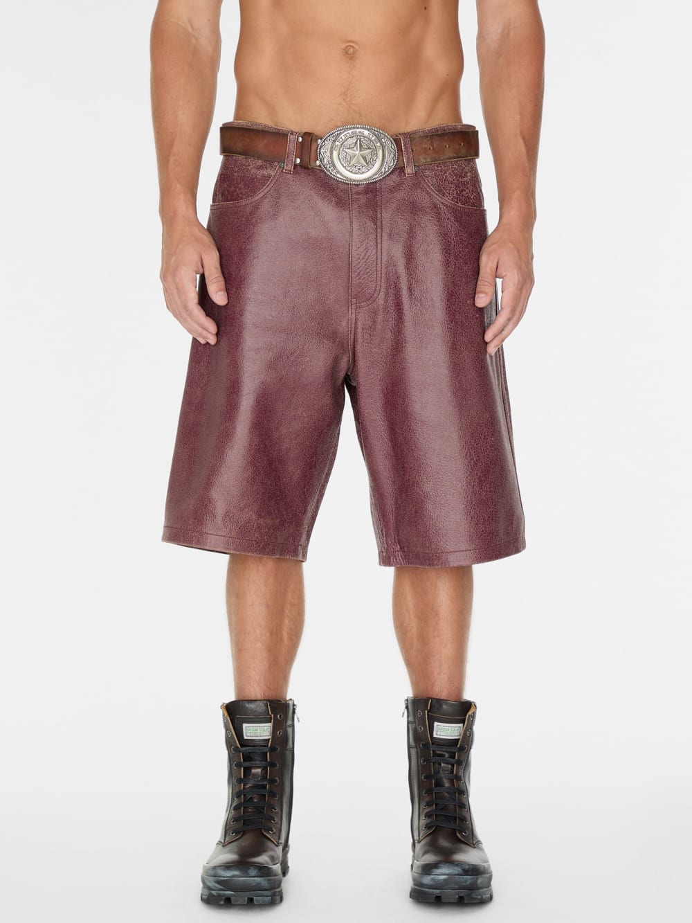 crackle leather short