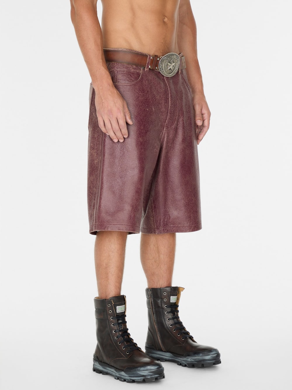 crackle leather short