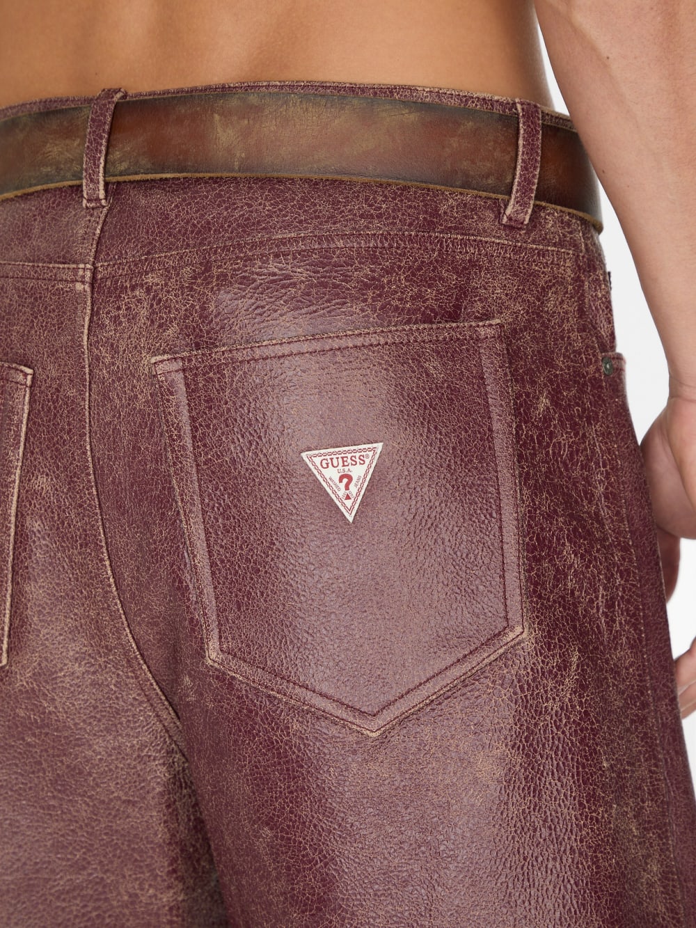 crackle leather short