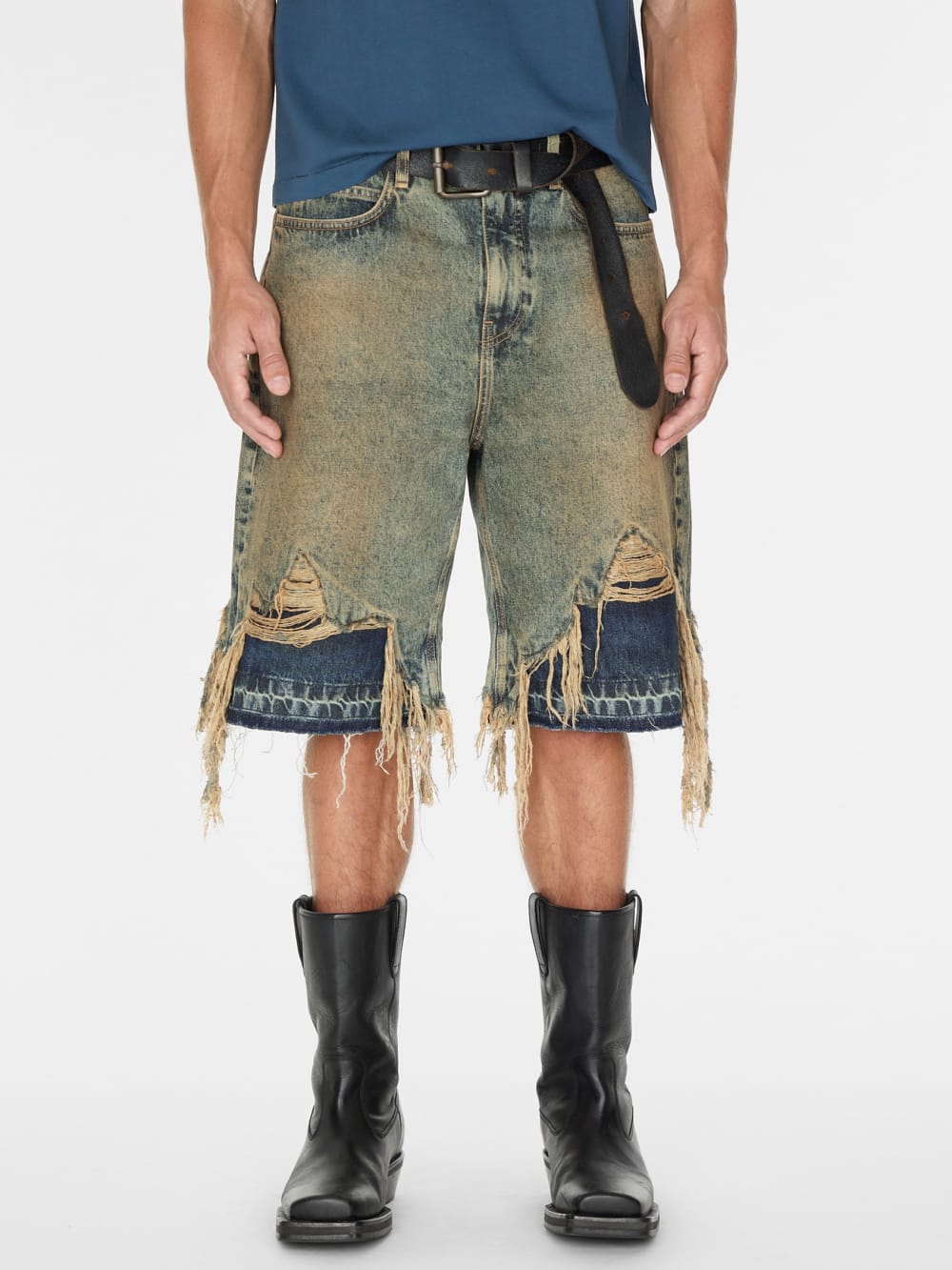 distressed denim short