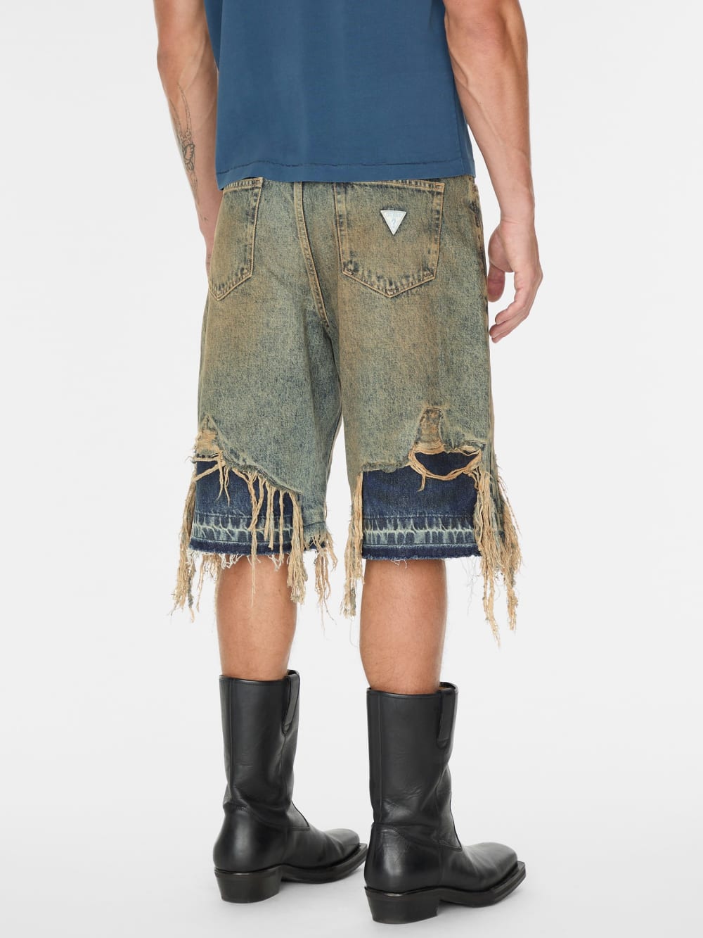 distressed denim short