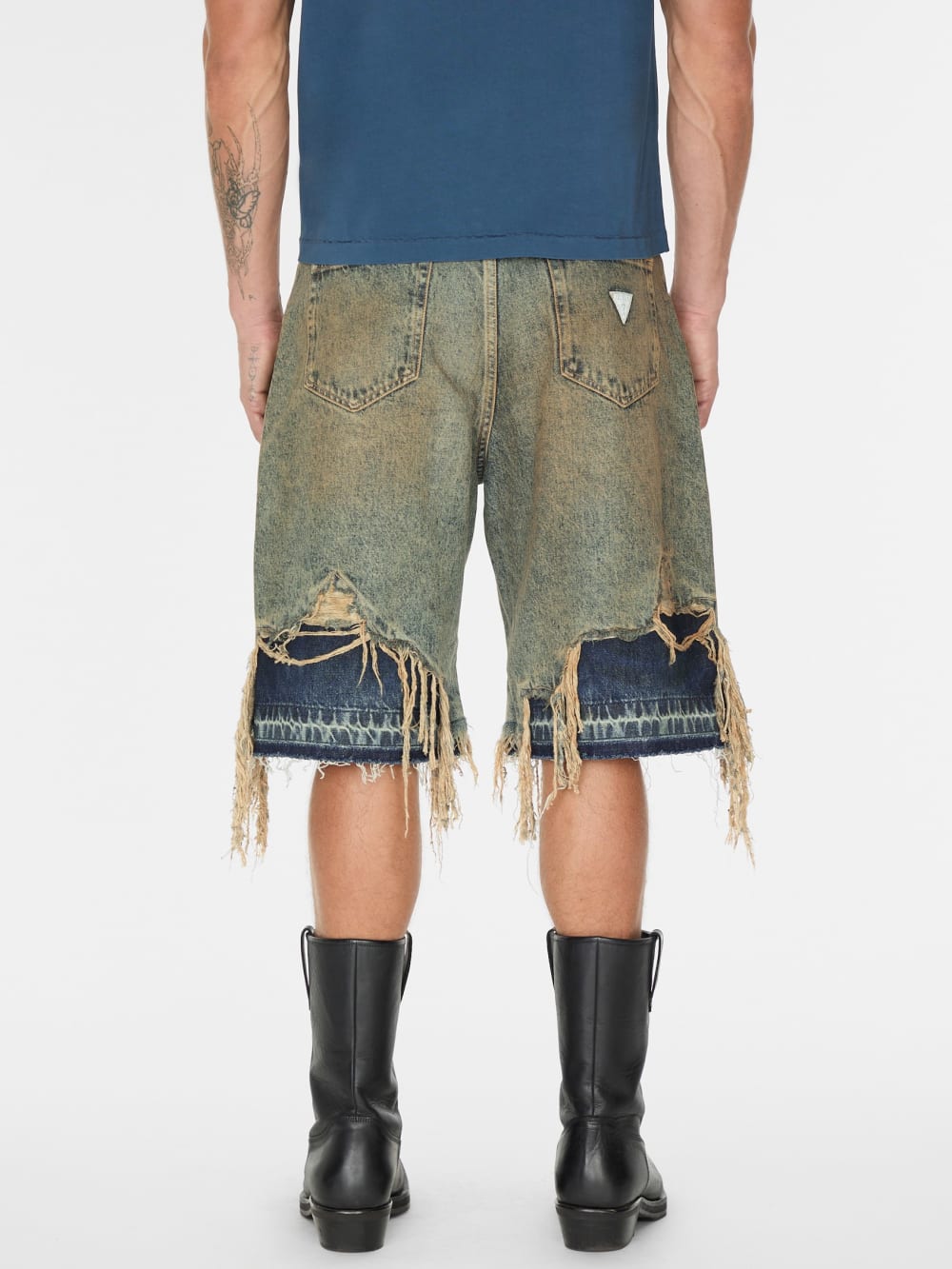 distressed denim short