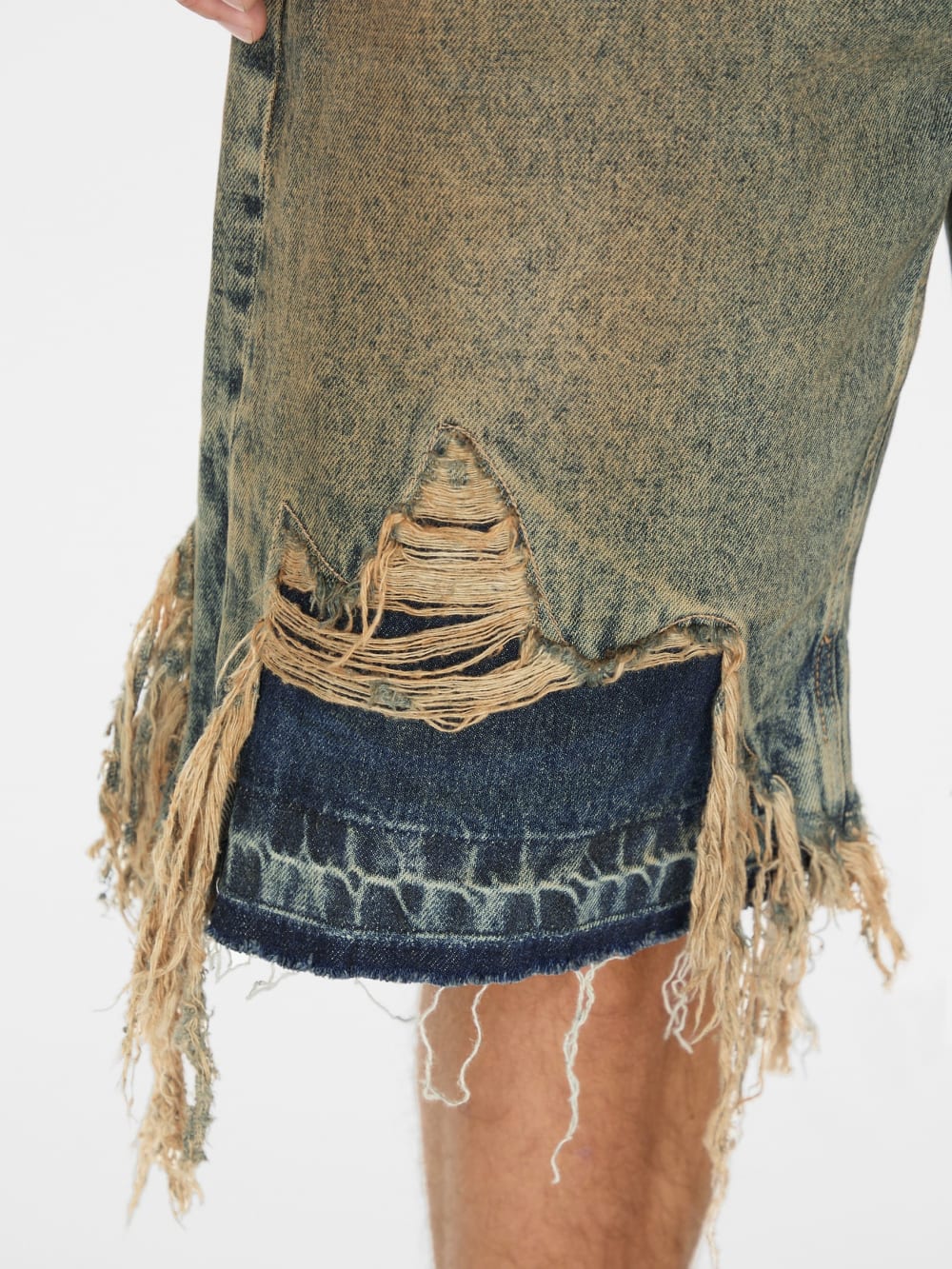 distressed denim short