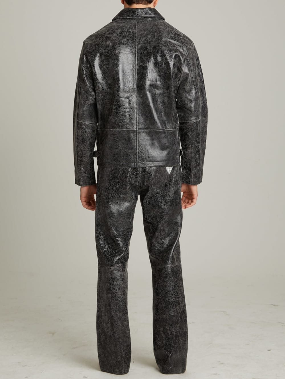 Cracked Leather Flared Pants
