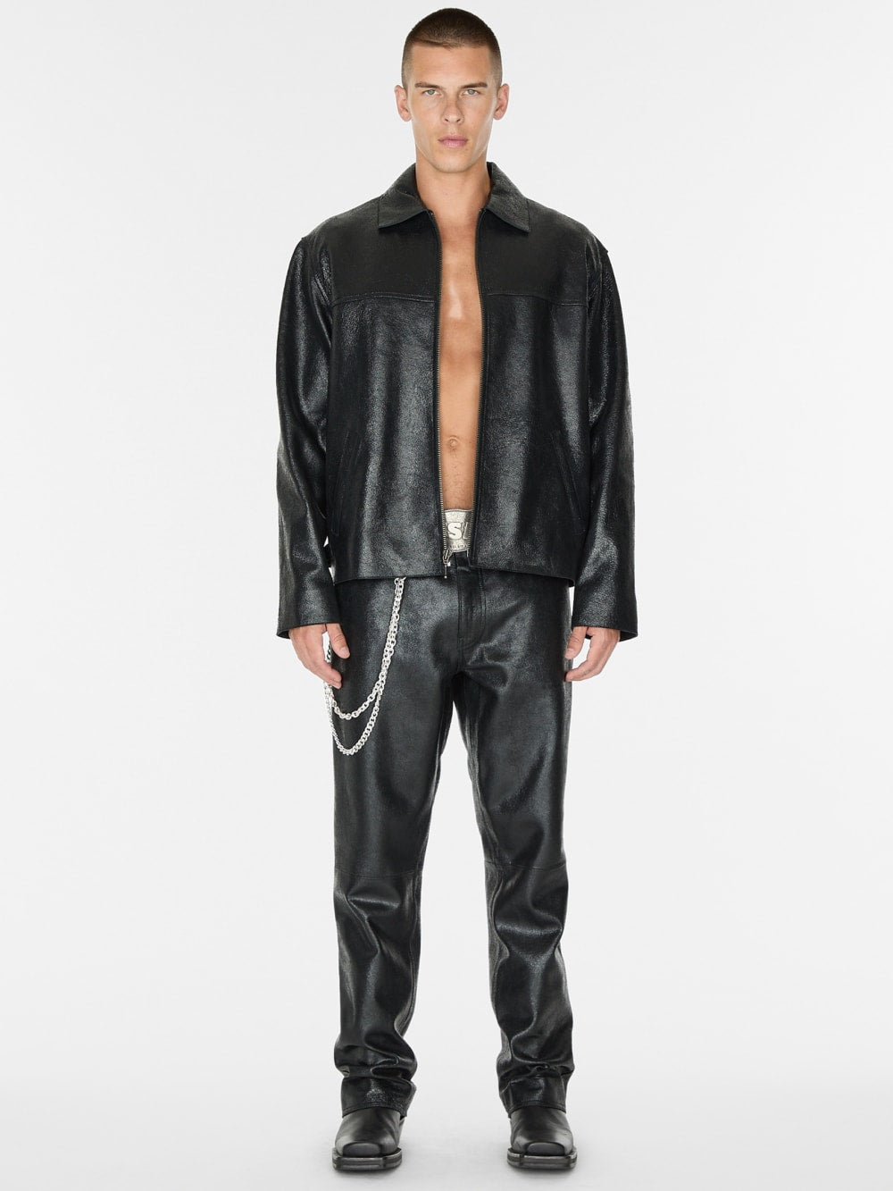 crackle leather pant
