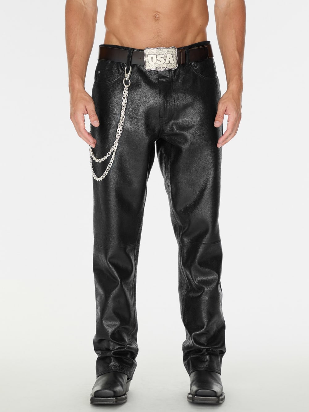 crackle leather pant