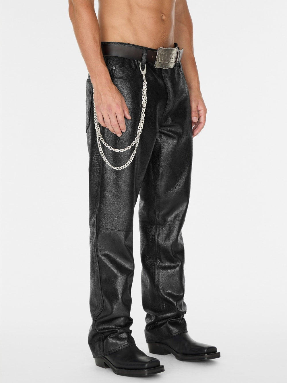 crackle leather pant