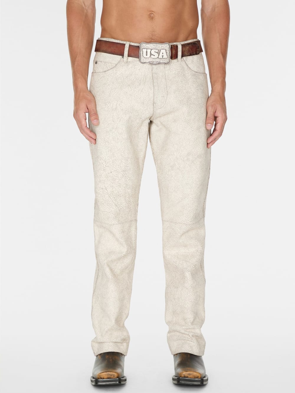 crackle leather pant