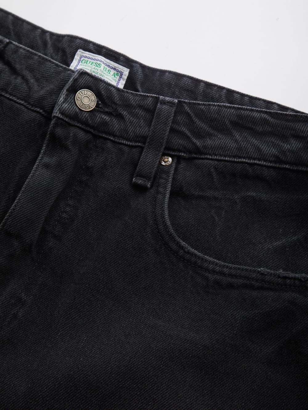 black distressed denim short