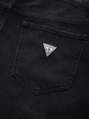 black distressed denim short