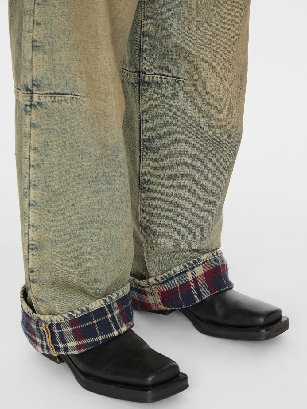 flannel lined relaxed denim pant